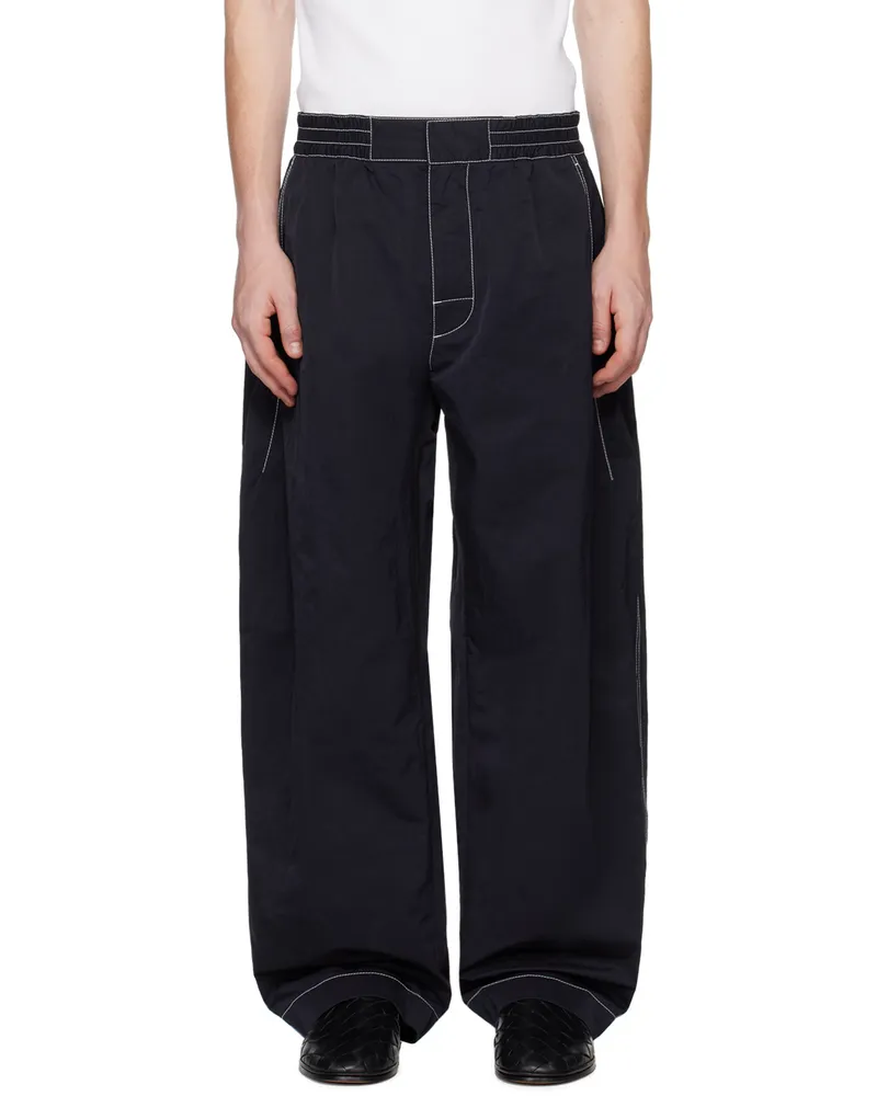 Bottega Veneta Navy Topstitched Sweatpants 4121-navy