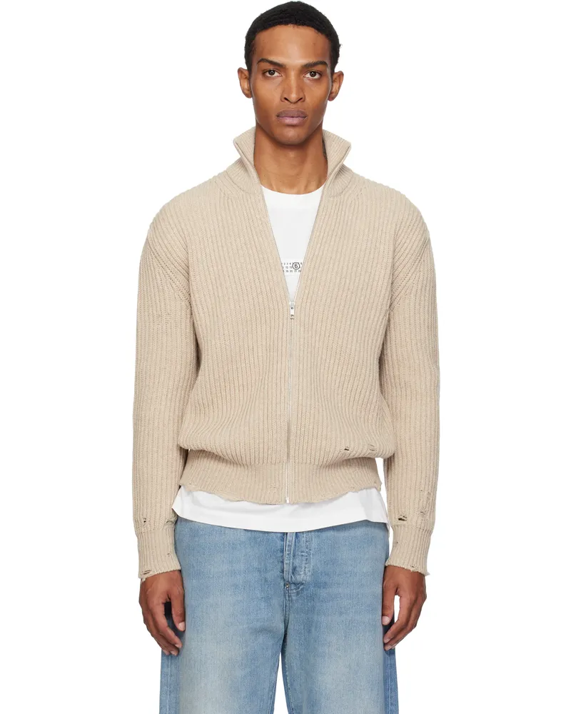 Maison Margiela Beige Ribbed Knit Sweater 806m