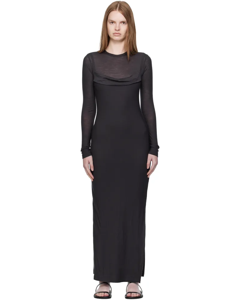 Nanushka Gray Linora Draped Wool Jersey Maxi Dress Grey