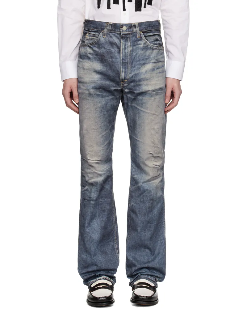Junya Watanabe Navy Levi's Edition Nylon Twill Inkjet Print Trousers 1
