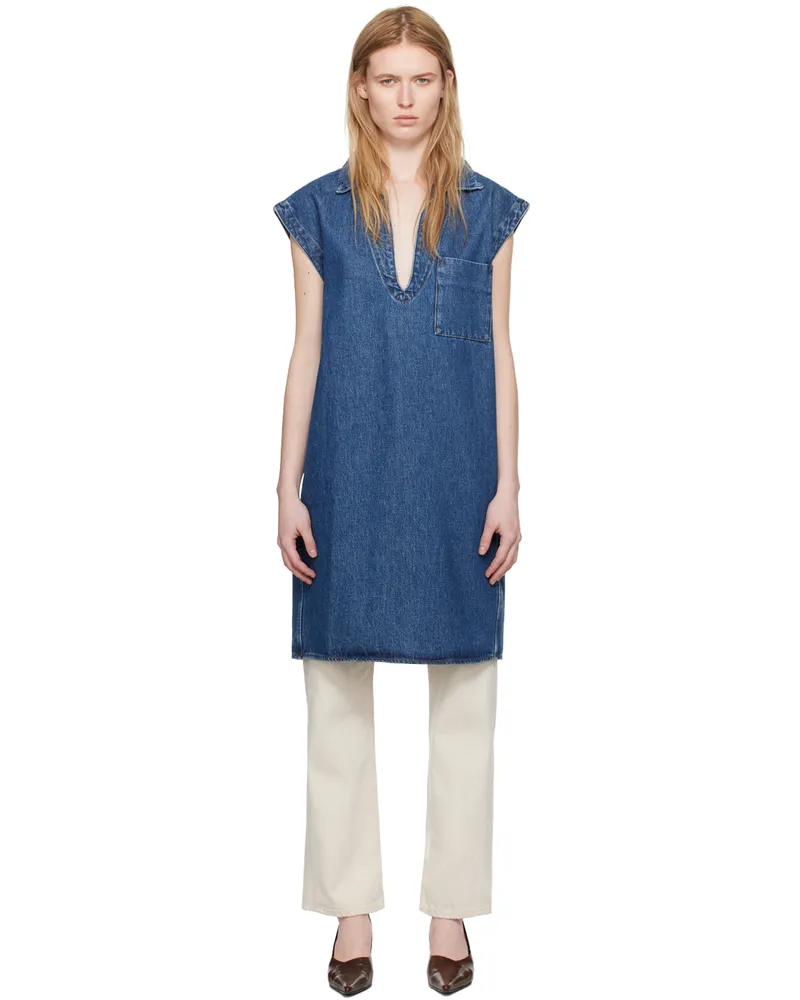 BITE Studios Blue Patch Pocket Denim Blouse Mid