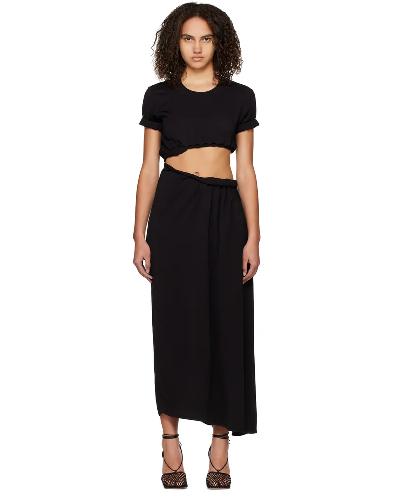 Christopher Esber Black Roll Sleeve Tee Maxi Dress Black