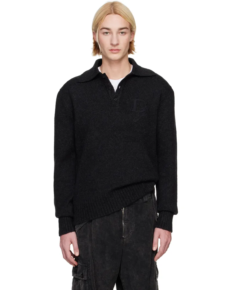 Dolce & Gabbana Gray Long-Sleeved Wool Polo N1254