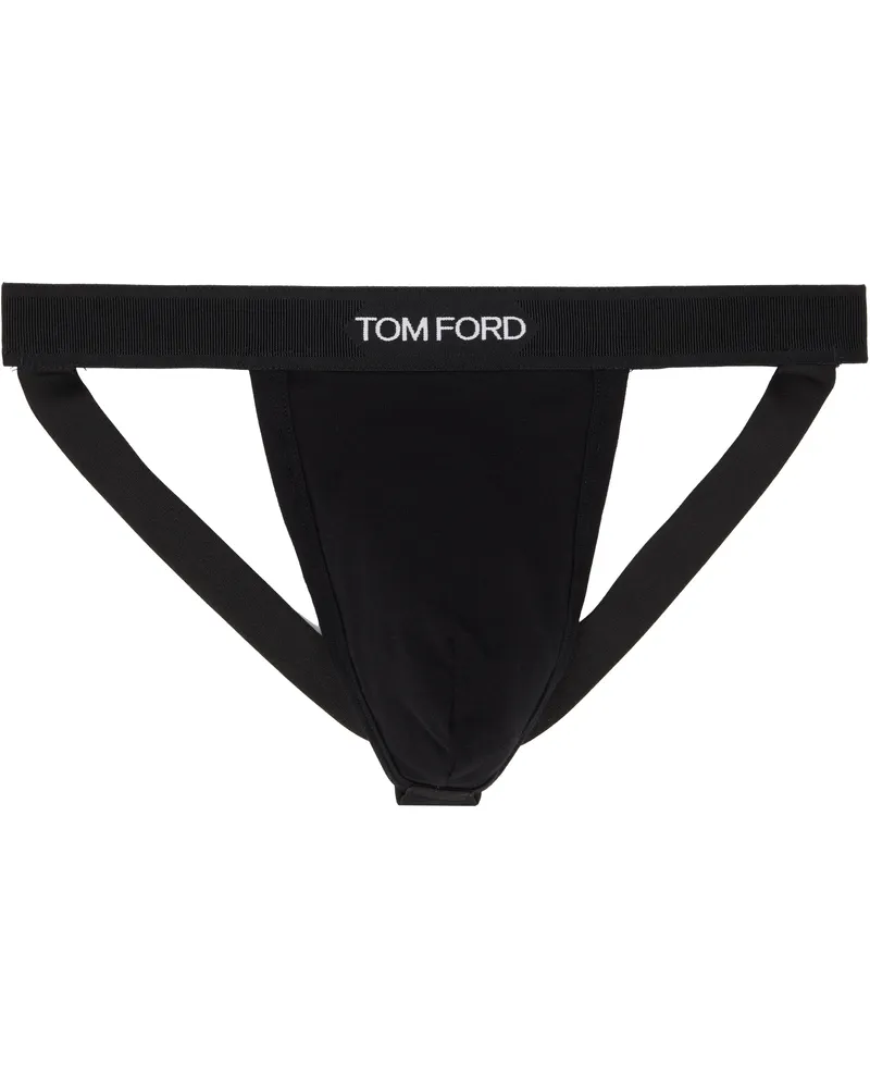 Tom Ford Black Cotton Jock Strap Black