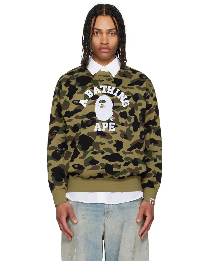 BAPE Green 1st Camo Jacquard College Sweatshirt Grn-green