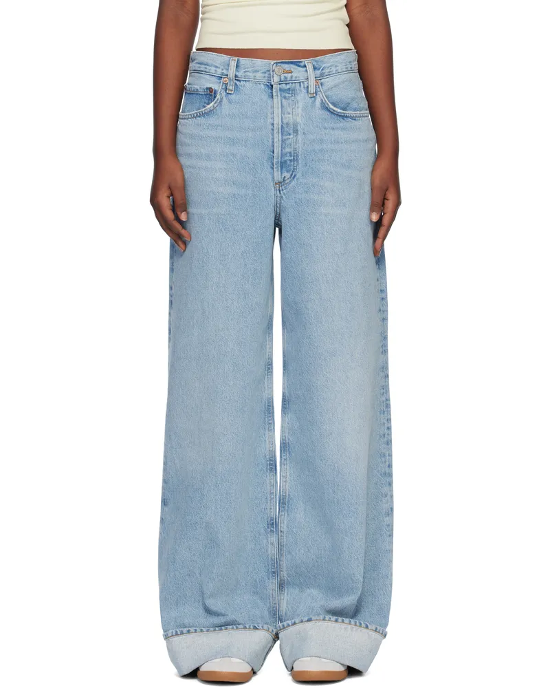 AGOLDE Blue Dame High Rise Wide Leg Jeans Showdown