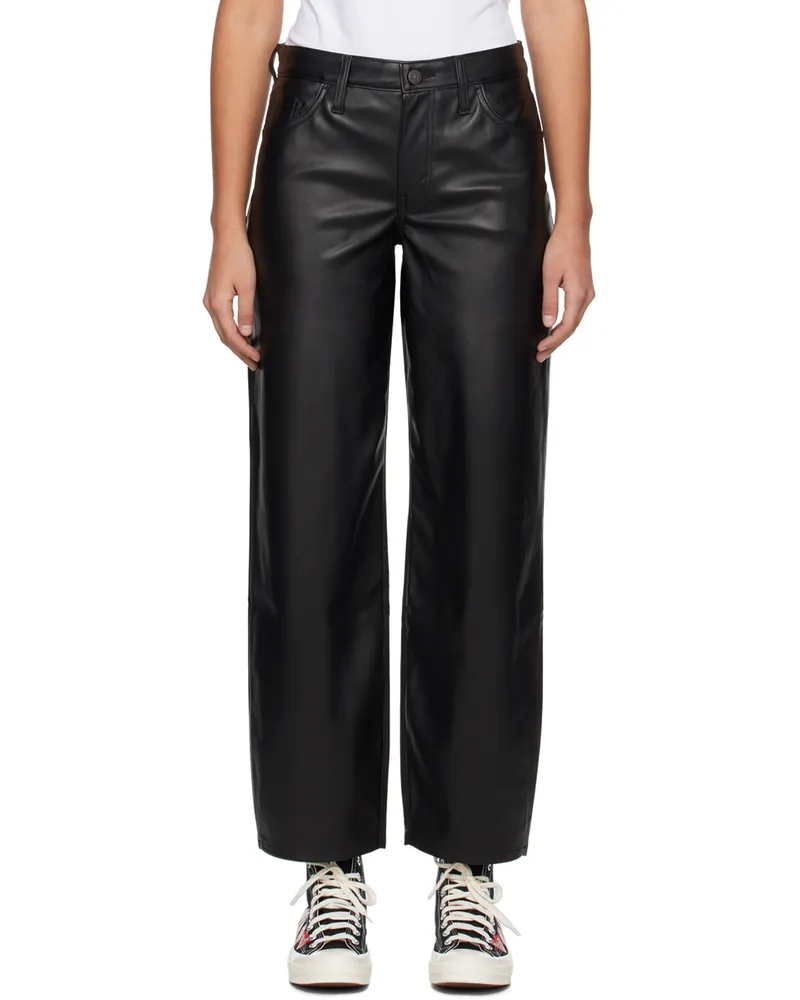 Levi's Black Baggy Dad Faux-Leather Trousers Slippery