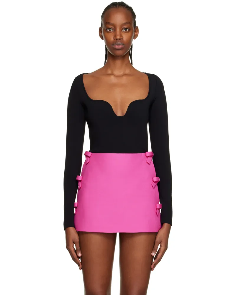 Valentino Garavani Black Sweetheart Neck Bodysuit 0no