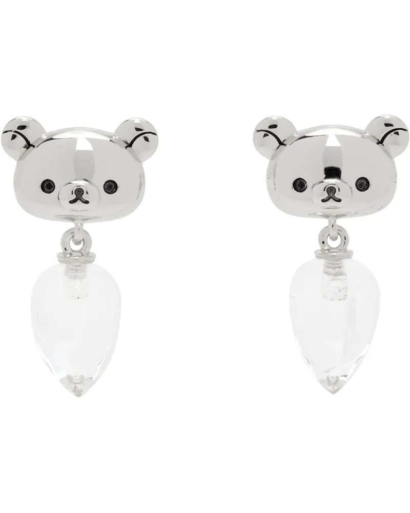 JIWINAIA Rilakkuma Edition Rock Crystal Earrings Silver