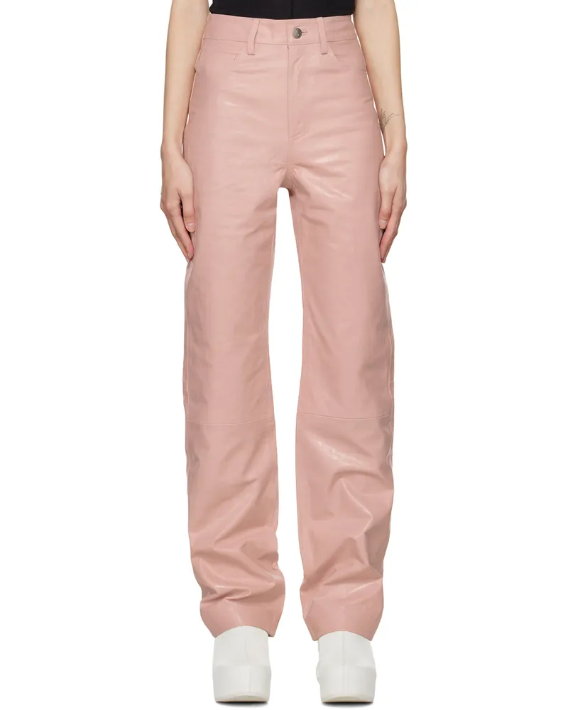 ROTATE Birger Christensen Pink Lynn Leather Trousers Potpourri