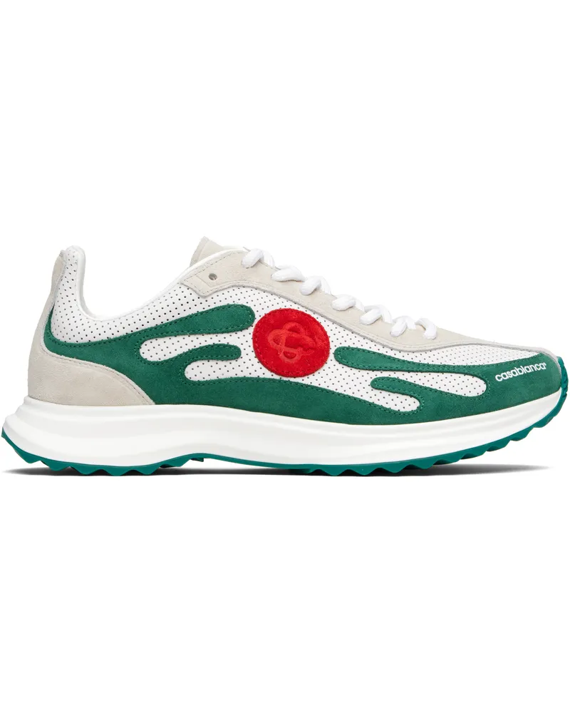 Casablanca Paris White & Green Stade Sneakers Green