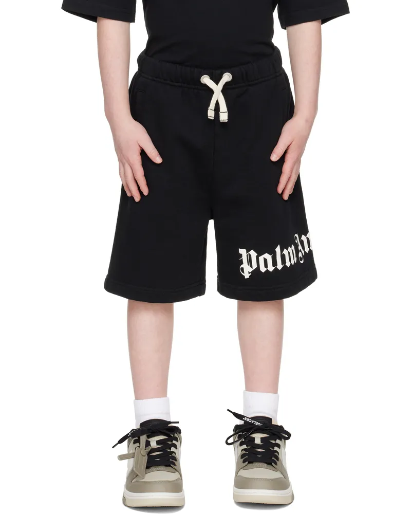 Palm Angels Kids Black Logo Shorts Black