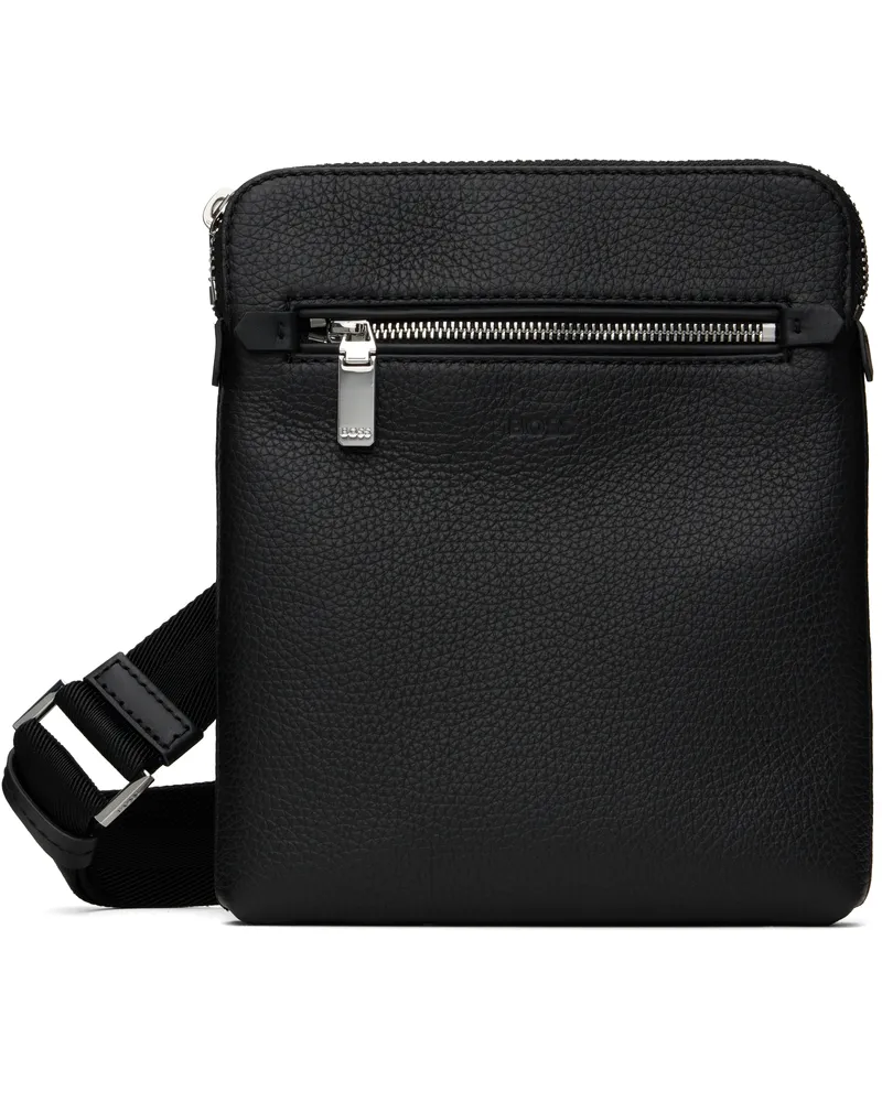 HUGO BOSS Black Pebble-Grained Leather Bag 001-black
