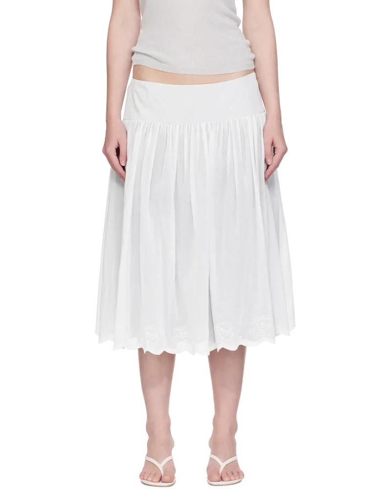 Mirror Palais White 'The Petal Lady' Midi Skirt Ivory