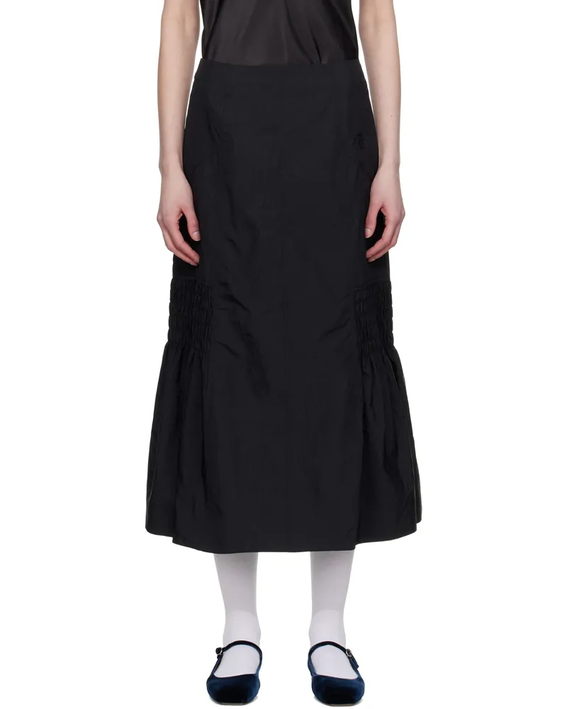 Kijun Black Smocked Mermaid Midi Skirt Black