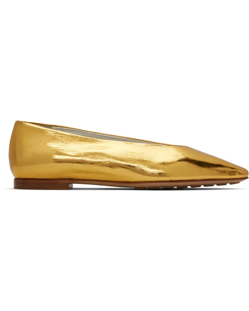 Bottega Veneta Gold Sofia Ballerina Flats 8265