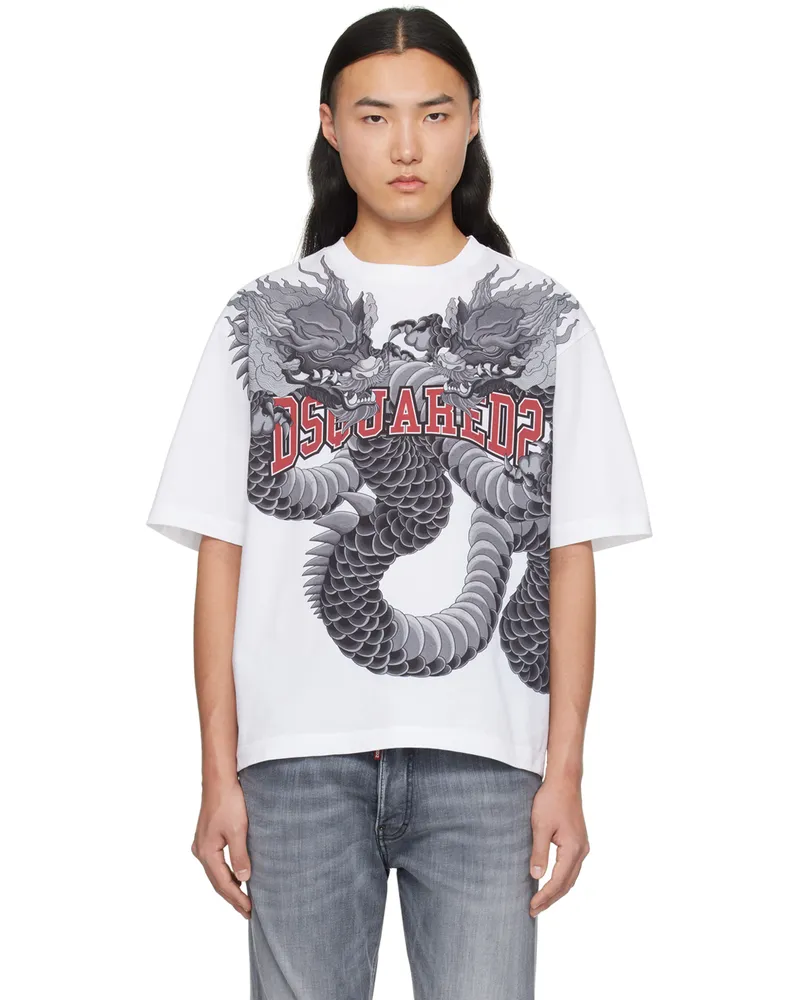 Dsquared2 White Loose-Fit T-Shirt 100