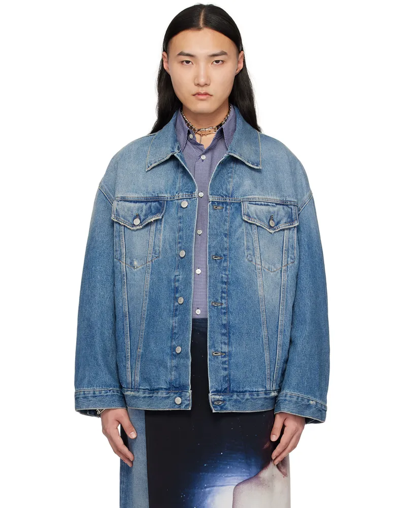 Acne Studios Blue Distressed Denim Jacket 863
