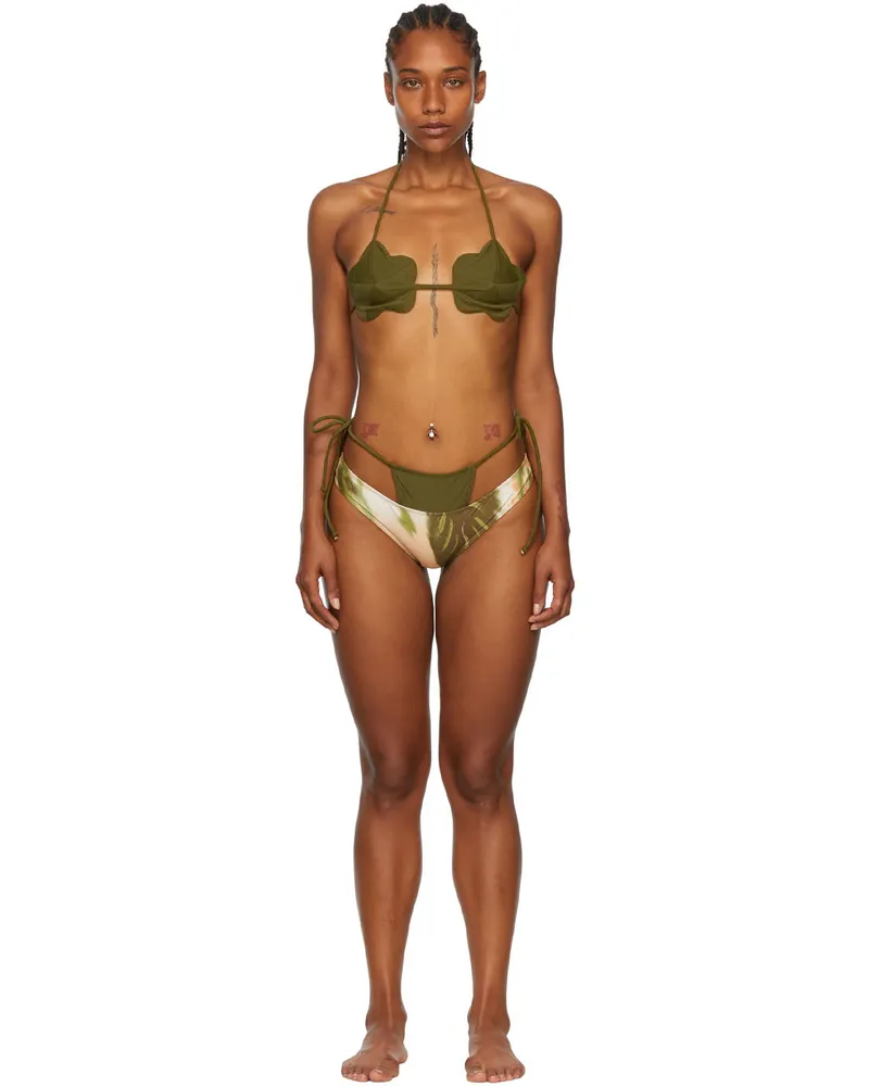Collina Strada SSENSE Exclusive Khaki Recycled Nylon Bikini Olive