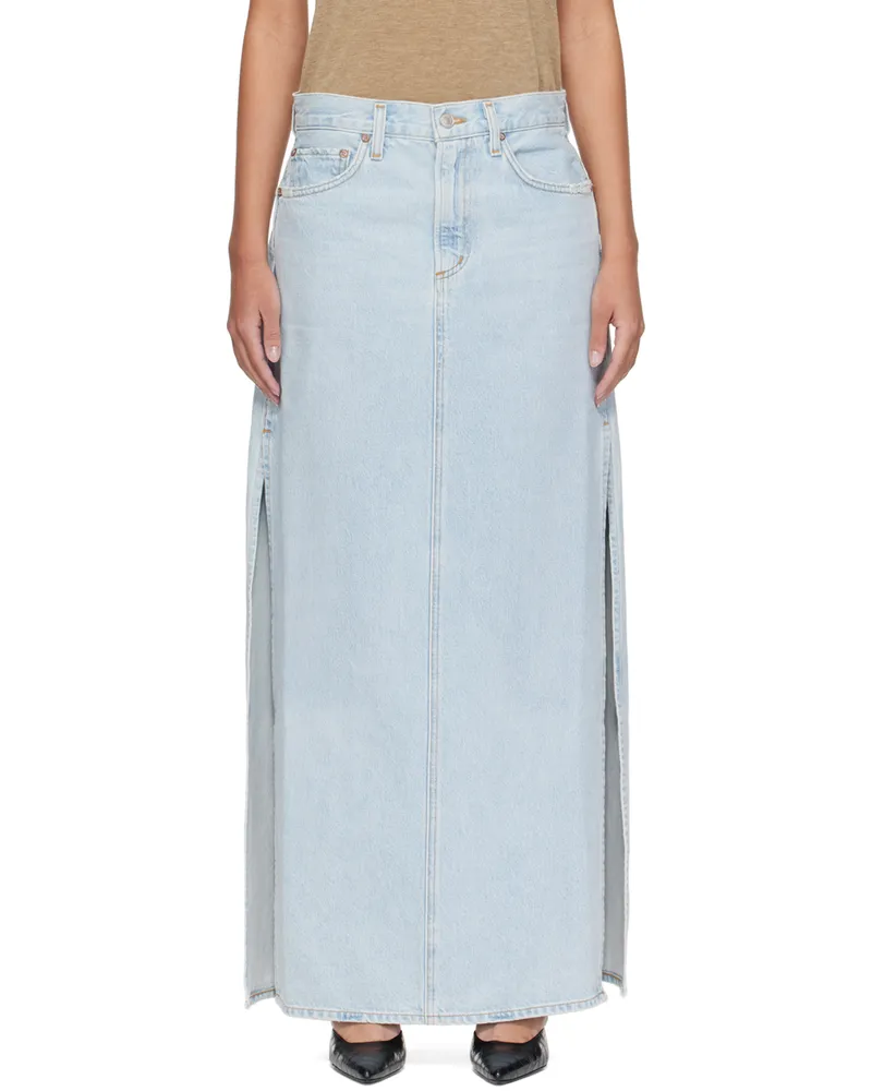 AGOLDE Blue Astrid Slice Denim Maxi Skirt Fragment