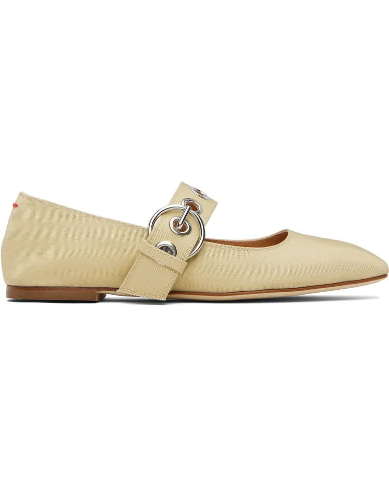 aeyde Beige Uma Eyelet Mary-Jane Ballerina Flats Latte