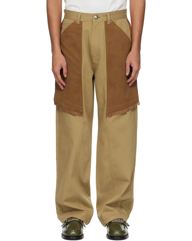 Andersson Bell Beige & Tan Cowboy Wrap Jeans Beige