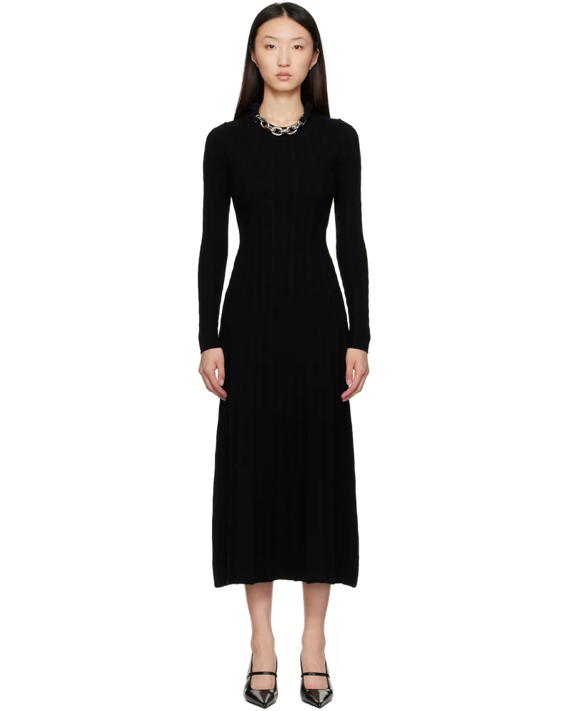 Paco Rabanne Black Wool Maxi Dress Black