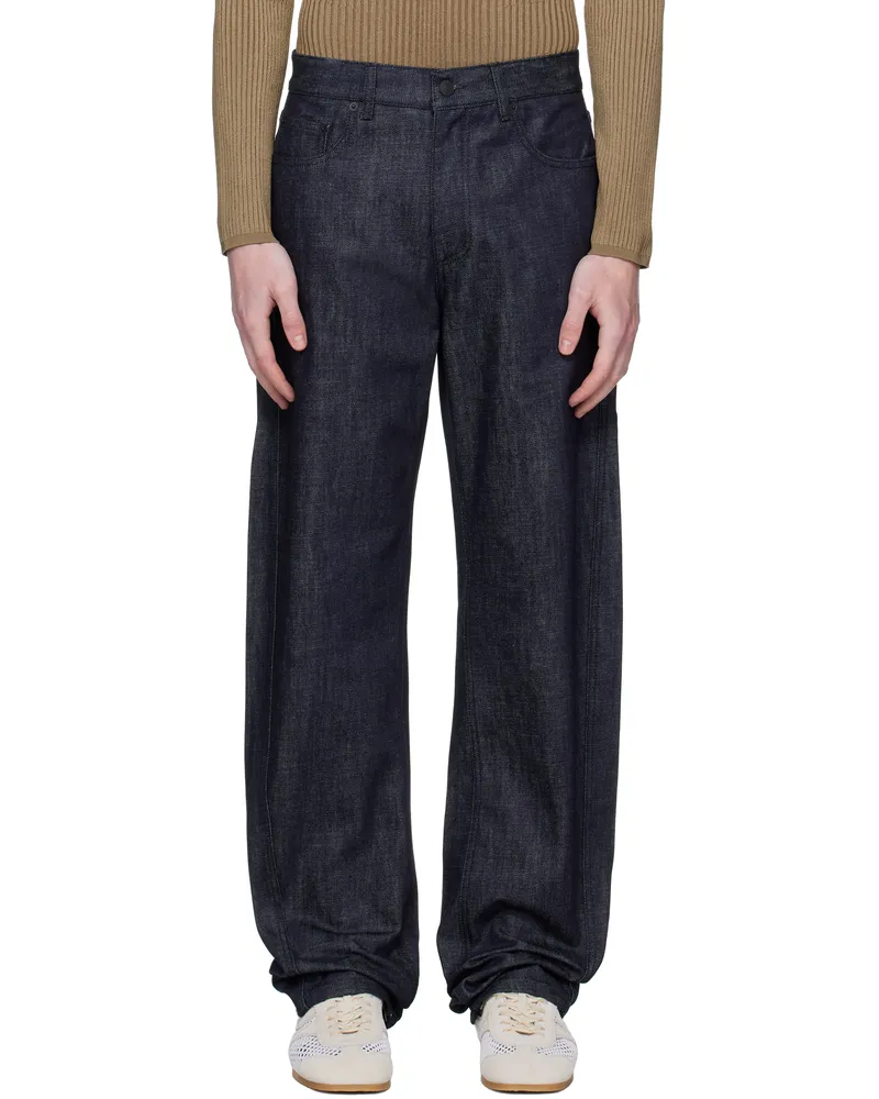 Thierry Mugler Navy Straight Raw Denim Jeans Raw