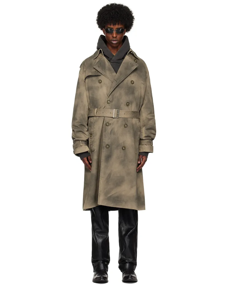 Guess Brown Washed Trench Coat Gusa