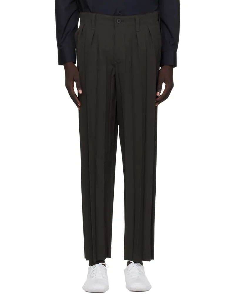 Issey Miyake Brown Edge Ensemble Trousers 47-dark
