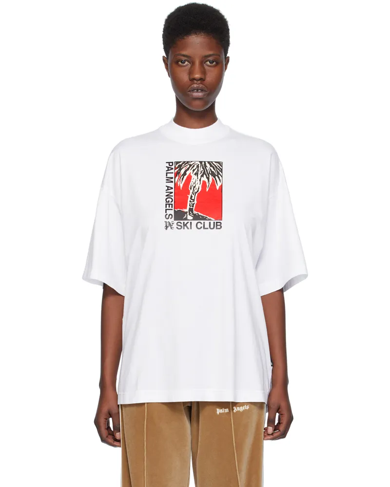 Palm Angels White 'Ski Club' T-Shirt White