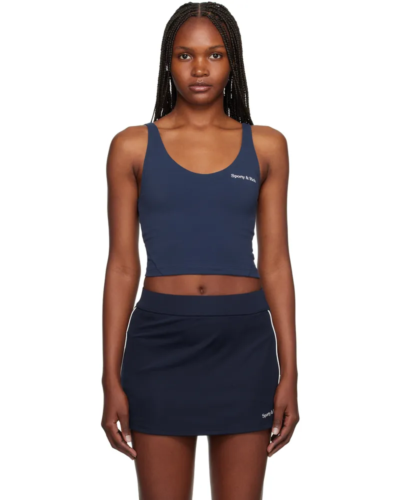 SPORTY & RICH Navy New Serif Tank Top Navy