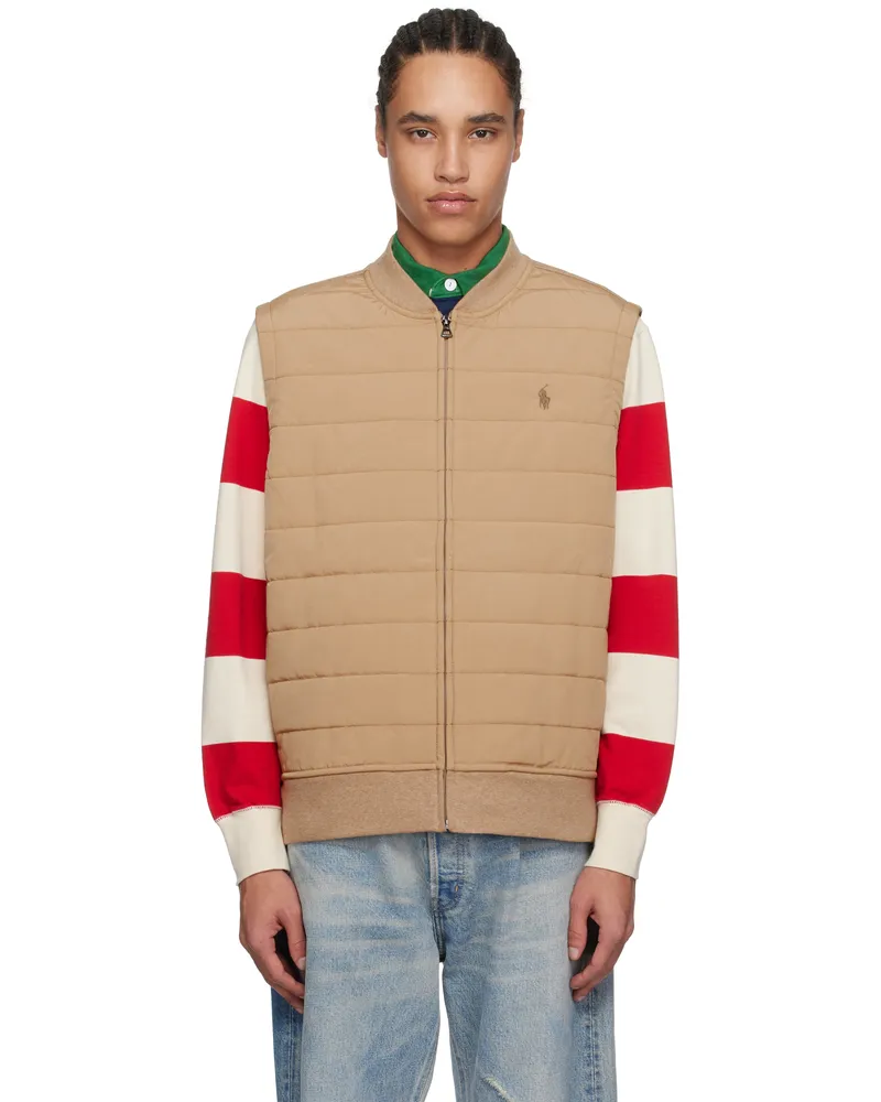 Ralph Lauren Beige Piqué Double-Knit Vest Camel
