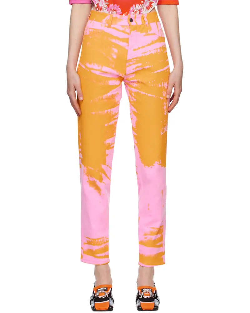 ARG Pink & Orange Printed Jeans Pink