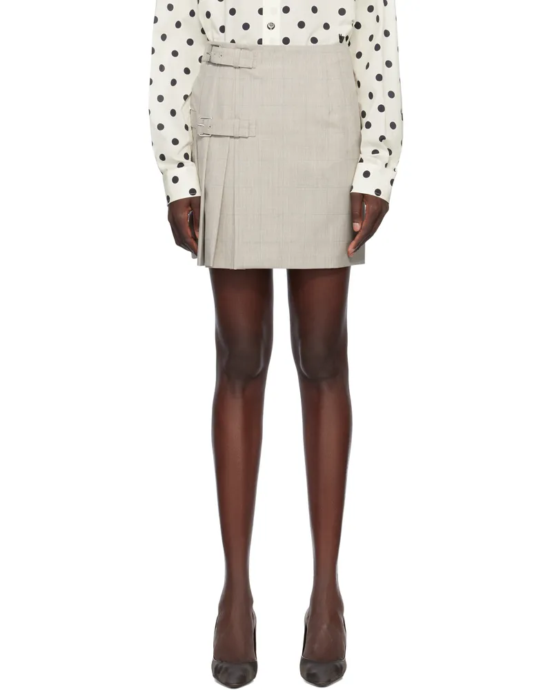 Moschino Beige Wool Check Miniskirt Multi