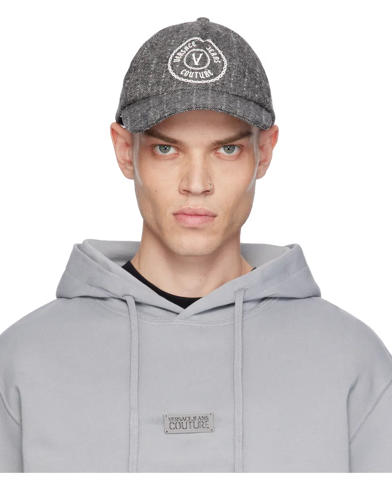 Versace Jeans Gray Pinstripe Baseball Cap El01-black