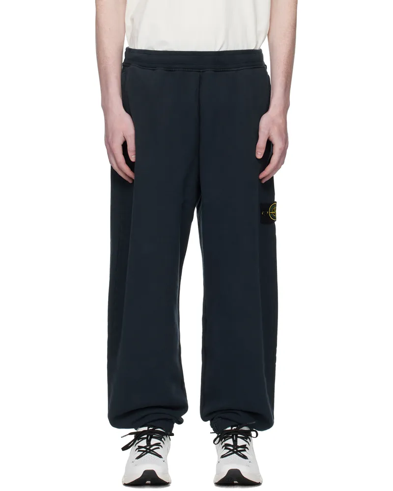 Stone Island Navy 6200004 Brushed Organic Cotton Fleece Sweatpants V0020