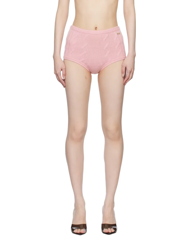 Blumarine Pink Braid Cable Knit Shorts N0118