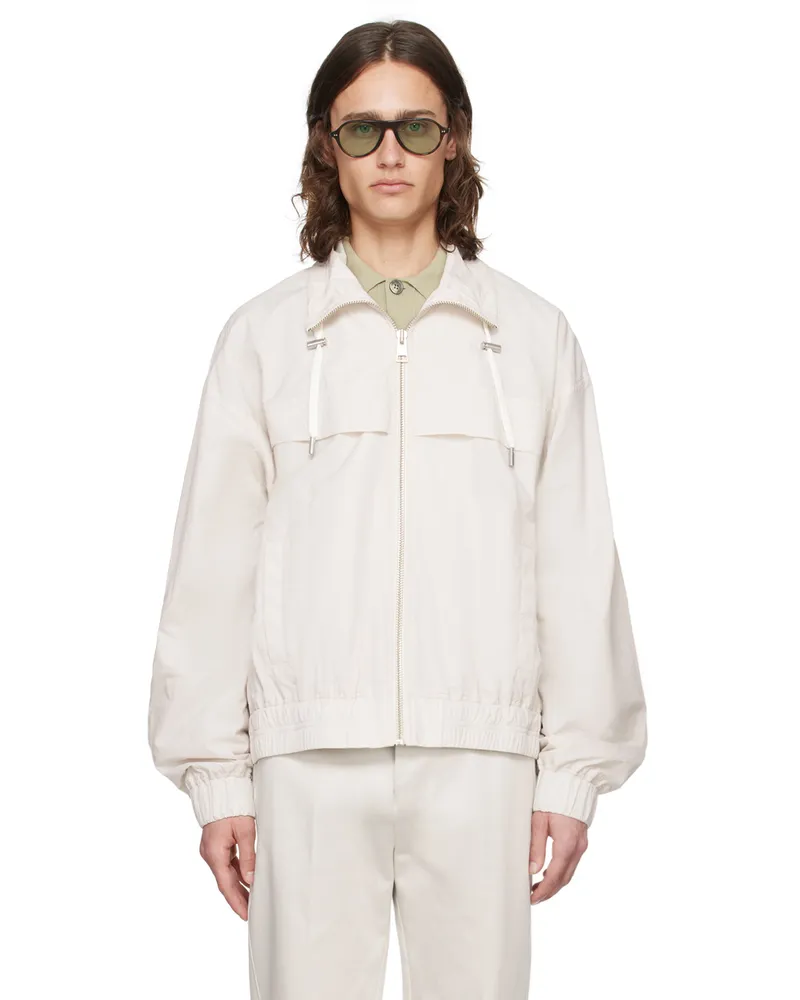 AMI Paris Off-White Zip Bomber Jacket Chalk