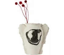 Off-White Large Watery Effect Smiley Head Vase