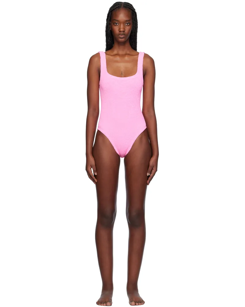 Hunza G Pink Square Neck Swimsuit Bubblegum