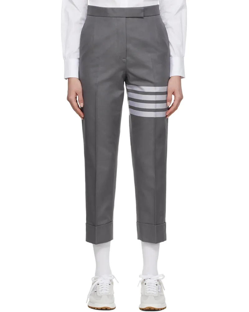 Thom Browne Grey 4-Bar Trousers Med