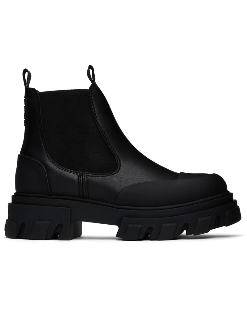 Ganni Black Stitch Cleated Low Chelsea Boots 099