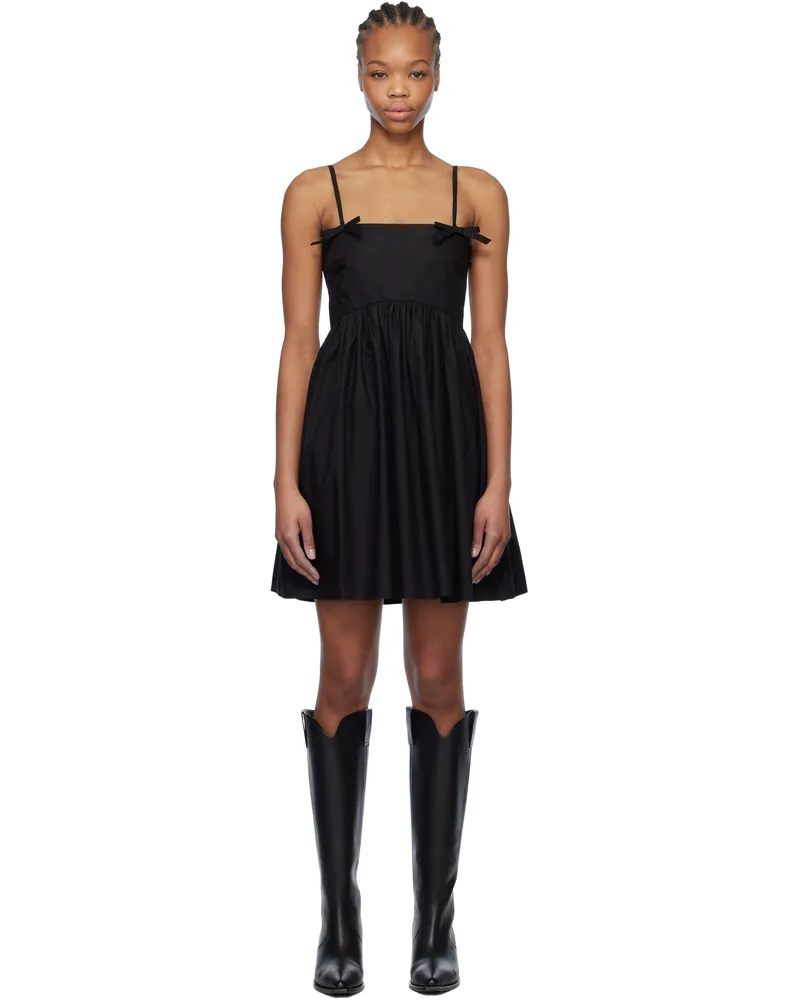 Ganni Black Cotton Poplin Strap Minidress 099