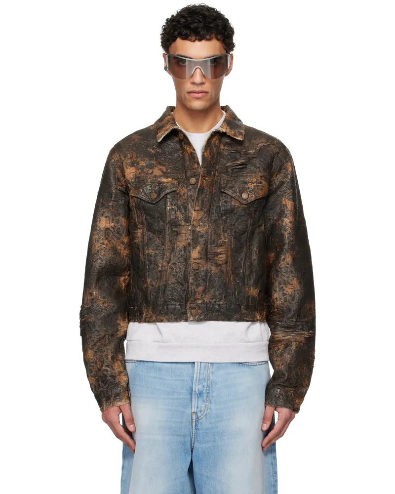 Acne Studios Brown Distressed Monogram Denim Jacket 700