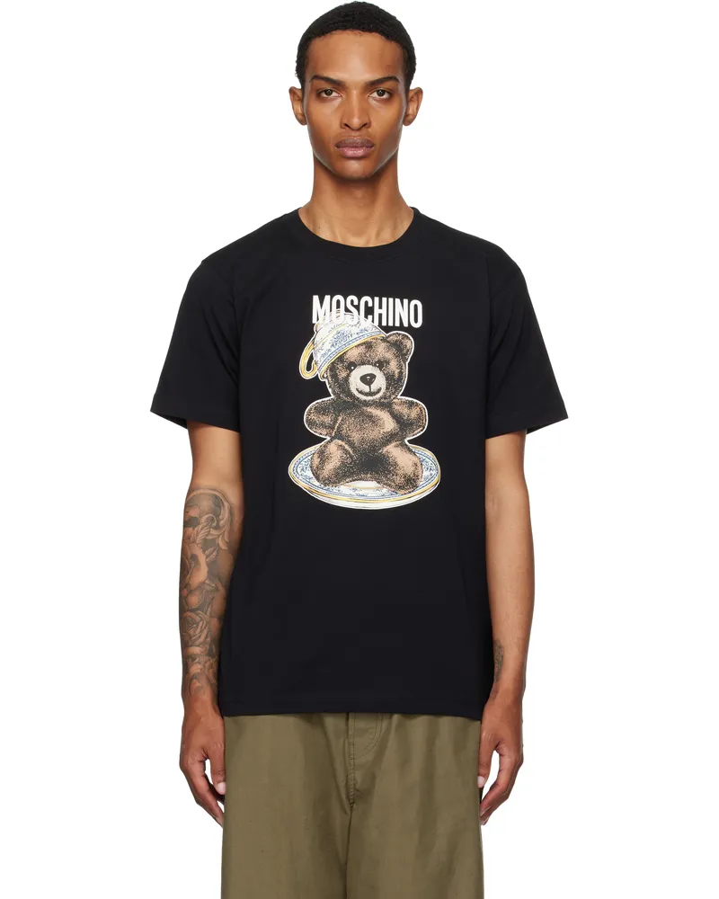 Moschino Black Organic Cotton Teddy Bear T-Shirt Multi