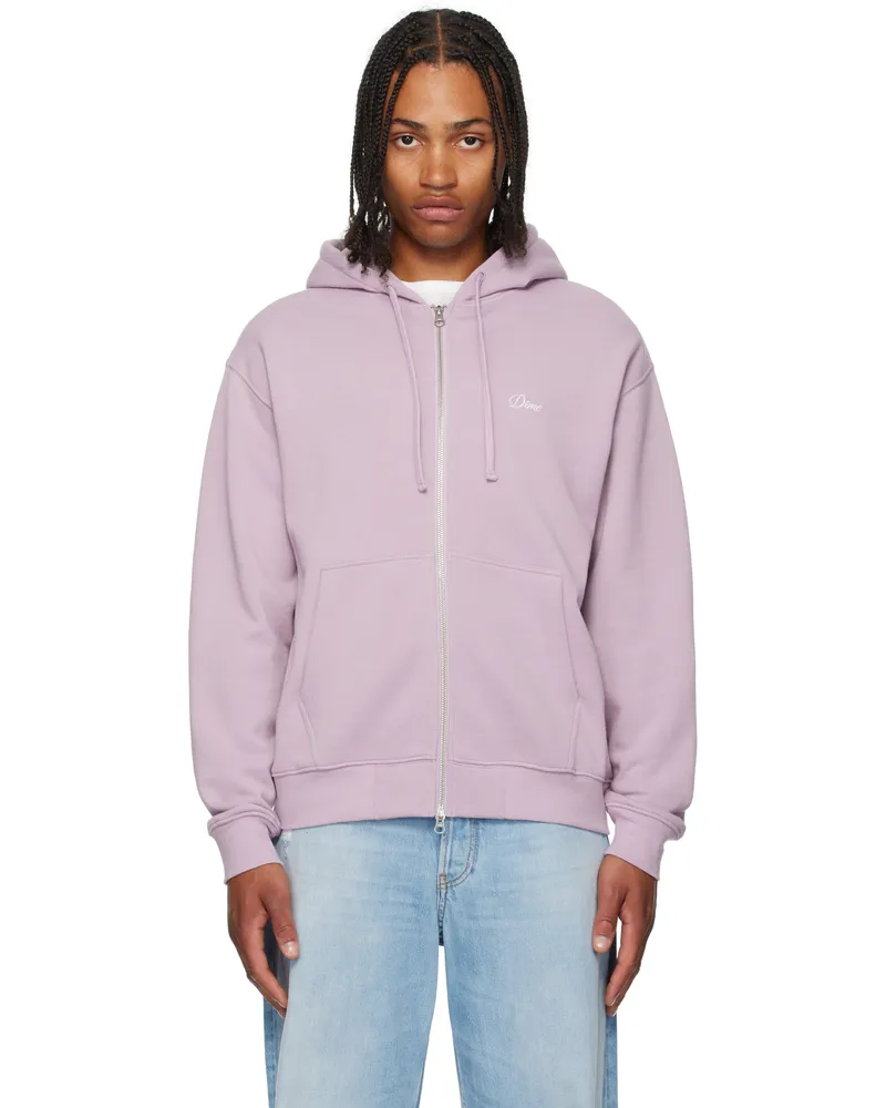 Dime Purple Cursive Small Logo Zip Hoodie Mauve