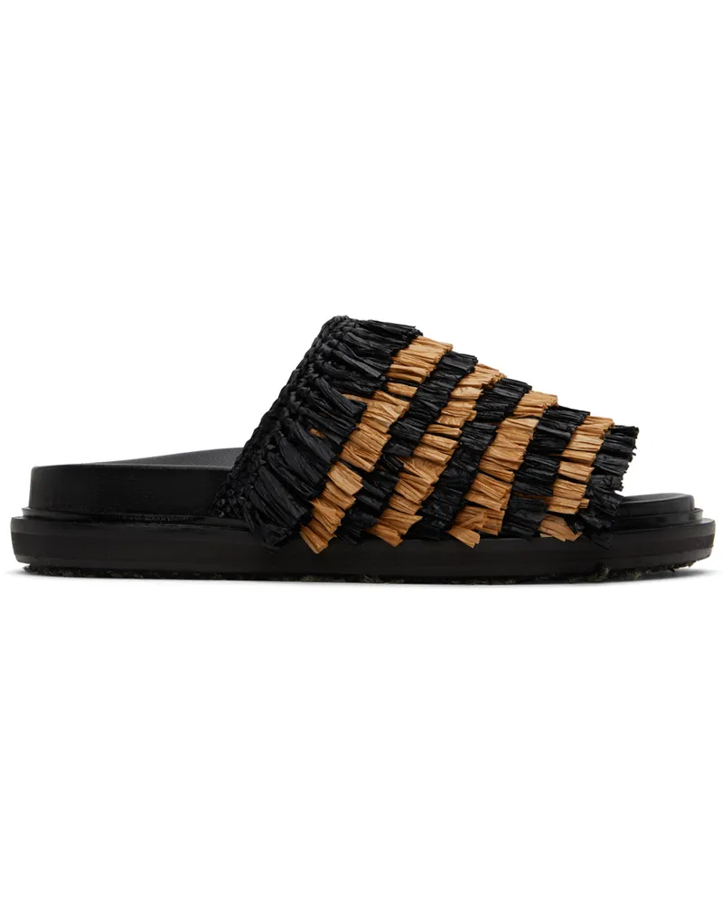 Marni Black & Beige Fringe Sandals Zo525
