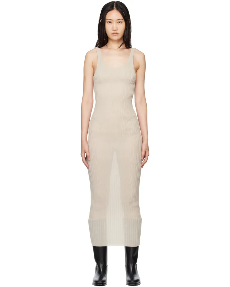 Subtle Le Nguyen Taupe Plissé Tank Maxi Dress Neutral