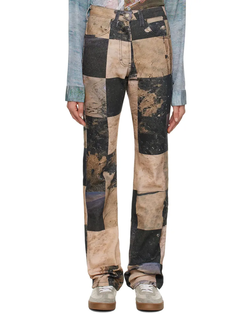 SERAPIS Brown Oil Sand Jeans Print